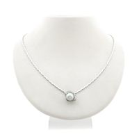 White gold necklace with Tahitian pearl and diamonds; 0.35 ct.