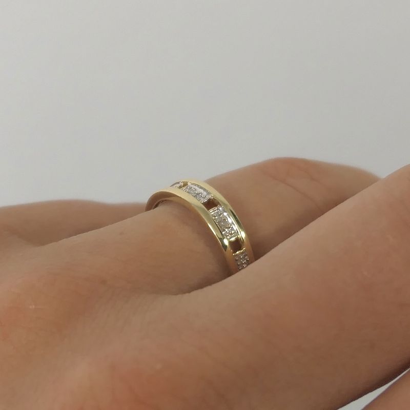 Image 7 of Gold ring with diamonds; 0.03 ct.
