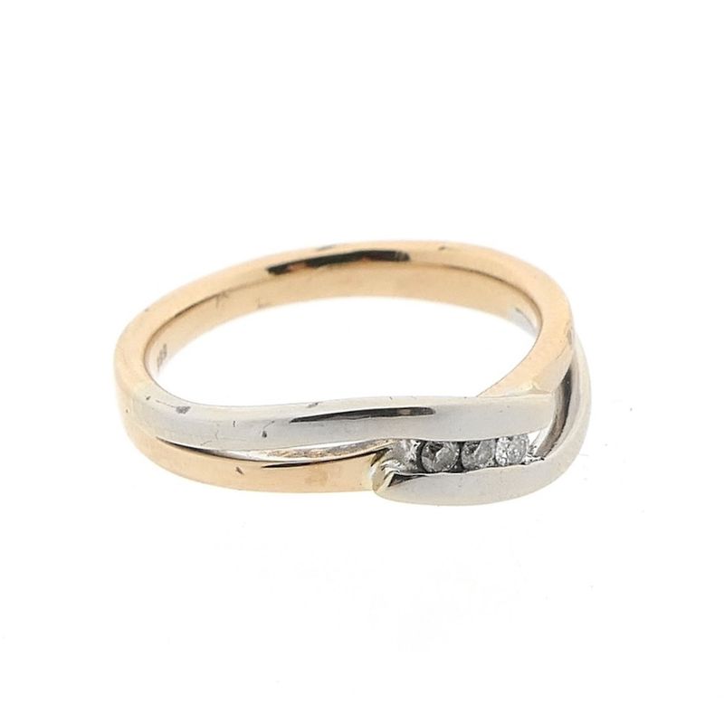 Image 6 of Two-tone gold ring with diamonds; 0.03 ct.