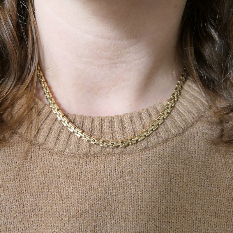 Image 9 of Golden Bismarck link necklace.