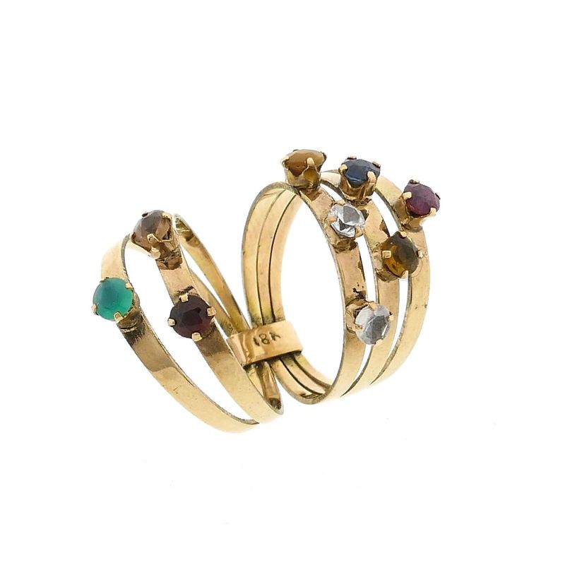 Image 10 of 18K Gold Harem Ring with Gemstones
