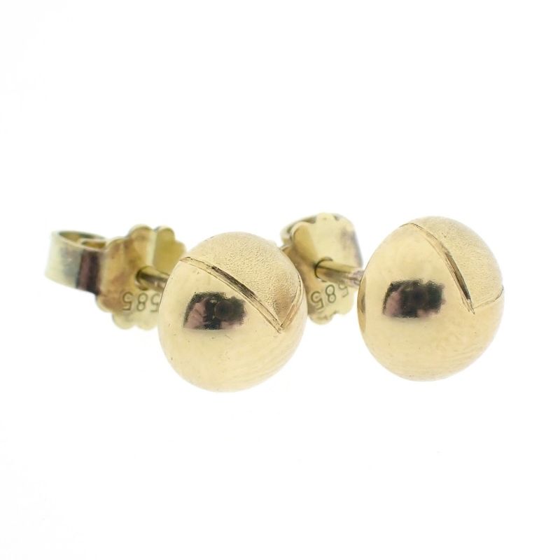Image 3 of Gold stud earrings with round button