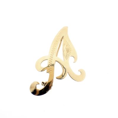Image 1 of Gold letter brooch; letter A