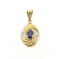 Gold pendant with sapphire and diamond | 0.01 ct.