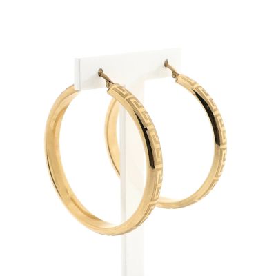 Gold Hoop Earrings with Meander Pattern Ø 47.6 Image 1 of Gold Hoop Earrings with Meander Pattern Ø 47.6