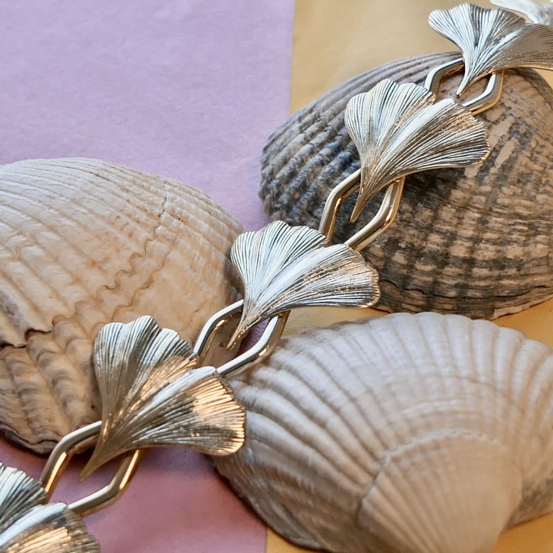 Image 9 of Fantasy link chain with Japanese Ginkgo leaves