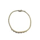 Image 3 of Gold herringbone link bracelet with diamonds; 0.28 ct.