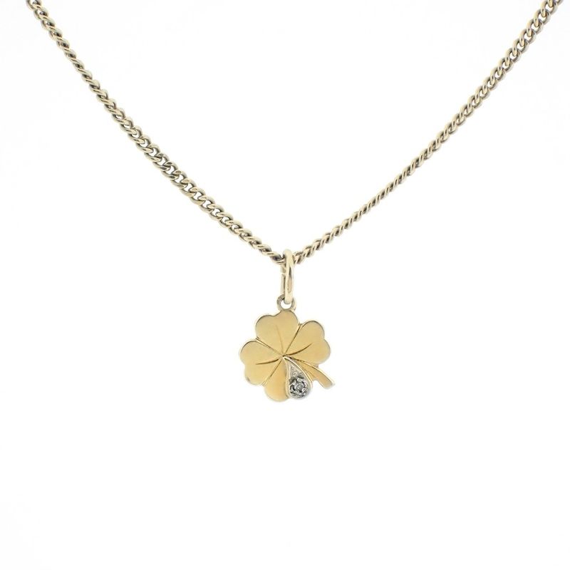 Image 5 of Gold pendant of a four-leaf clover with diamond | 0.005 ct.