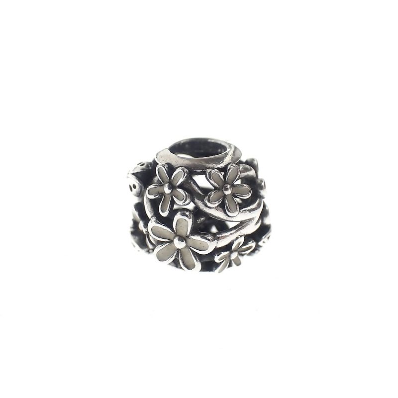 Image 3 of Pandora charm; Silver; White Daisy