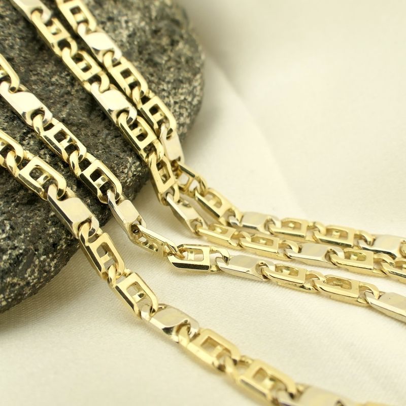 Image 2 of Two-tone gold navy link necklace; Men | 61 cm
