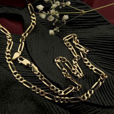Image 2 of 18K Gold Figaro Link Chain | 63 cm
