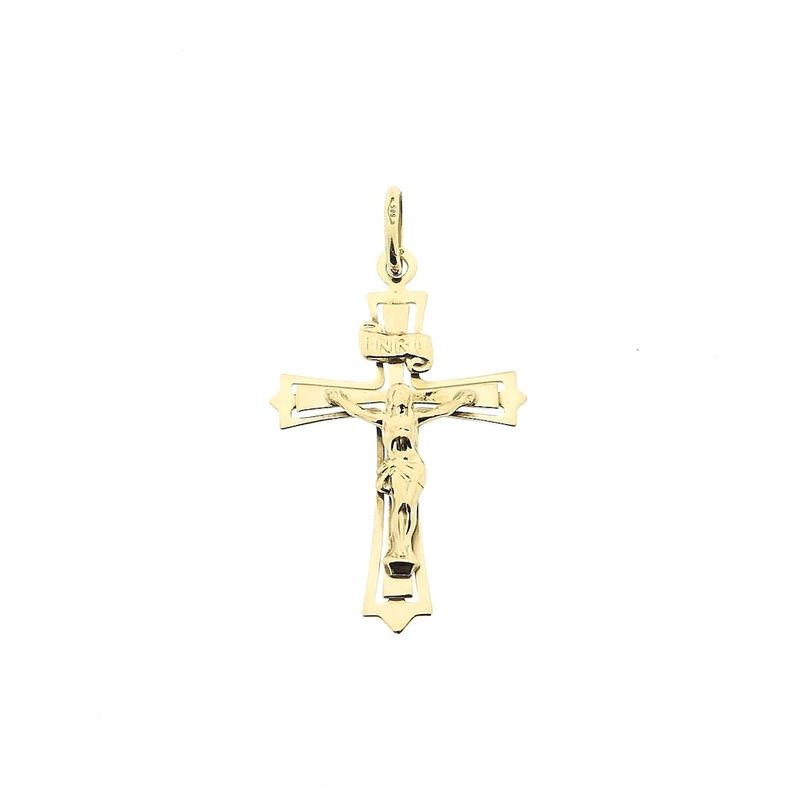Image 1 of Gold pendant of a cross with corpus | INRI