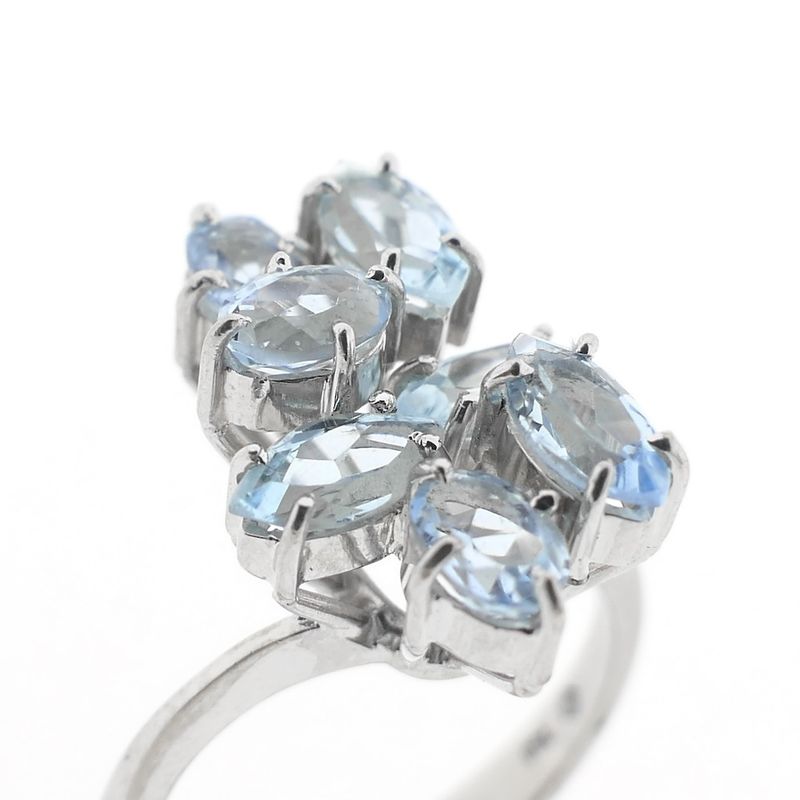 Image 5 of White gold cocktail ring with aquamarine