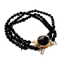 Antique glass bead bracelet with gold clasp