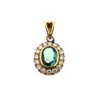 Image 1 of Gold pendant with emerald and diamonds; 0.32 ct.