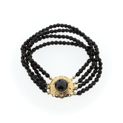 Image 1 of Glass bead bracelet with gold clasp