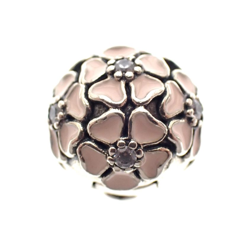 Image 3 of Pandora clip charm; Silver; Pink Hydrangea
