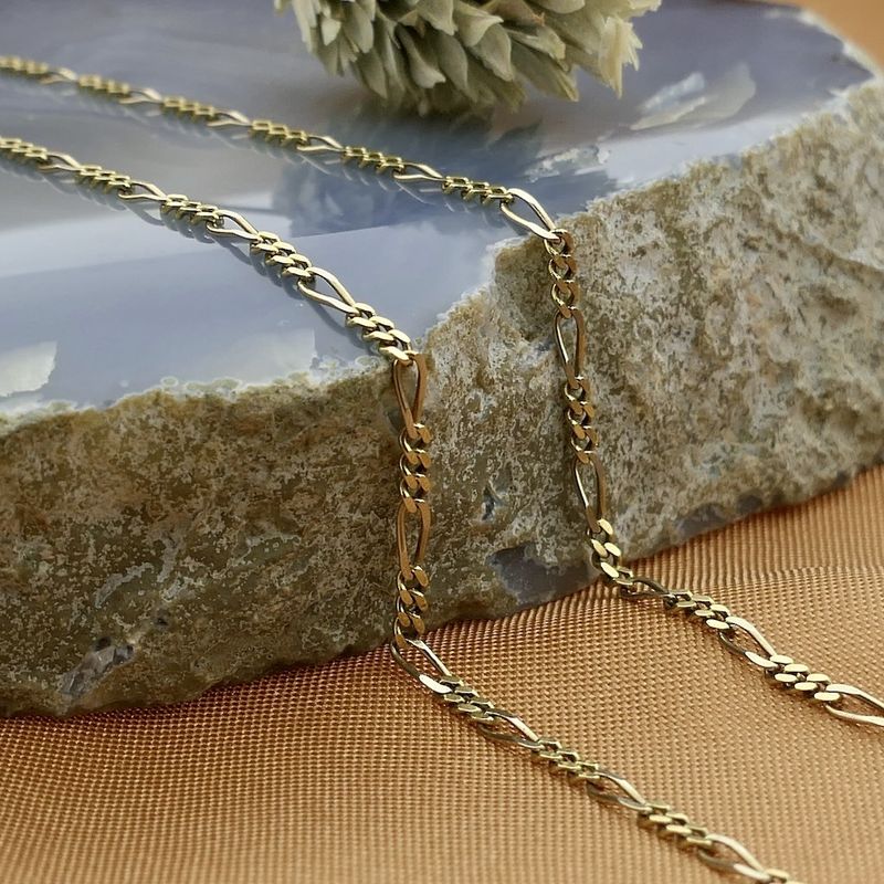 Image 9 of Two-tone gold Figaro link chain