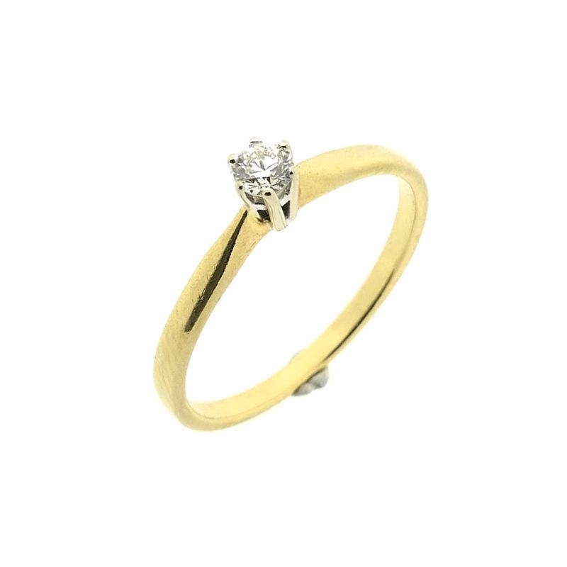 Image 1 of 18-karat gold solitaire ring with 0.15 ct. diamond