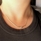 Image 8 of Gold necklace with fixed pendant and diamond; 0.005 ct.