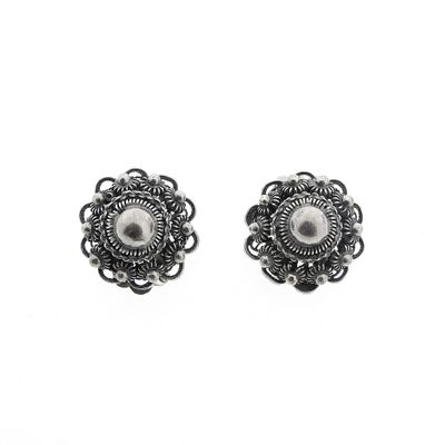 Image 1 of Silver clip-on earrings with a Zeeland button | Antique