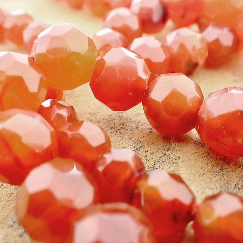 Image 2 of Carnelian bead necklace with gold clasp | 88 cm