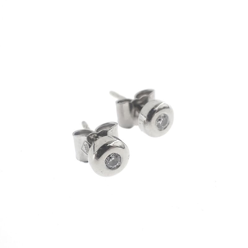 Image 3 of White gold solitaire stud earrings with diamond | 0.06 ct.