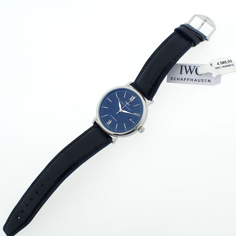 Image 4 of IWC Portofino; Automatic men's watch with leather strap