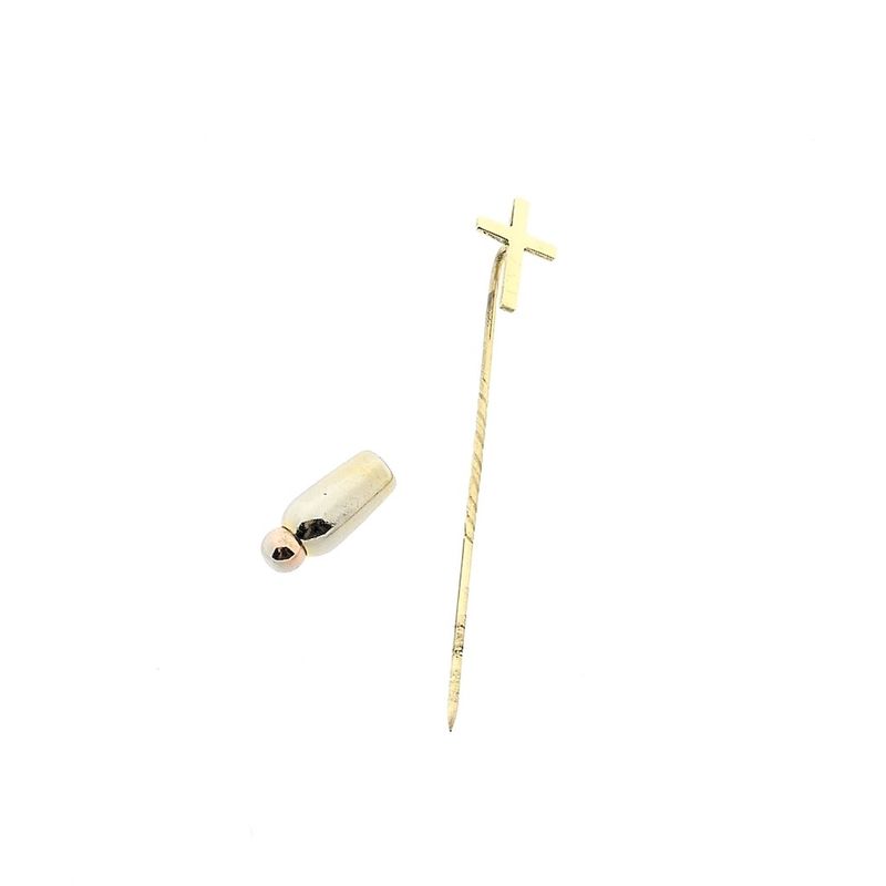 Image 4 of Antique gold lapel pin, tie pin with a cross