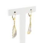 Image 2 of Bicolor gold long earrings with diamonds; 0.01 ct.