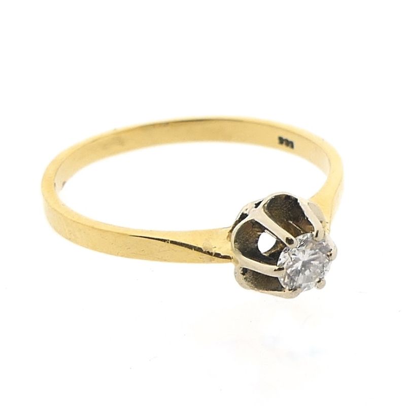Image 6 of Gold solitaire ring with diamond 0.17 ct.