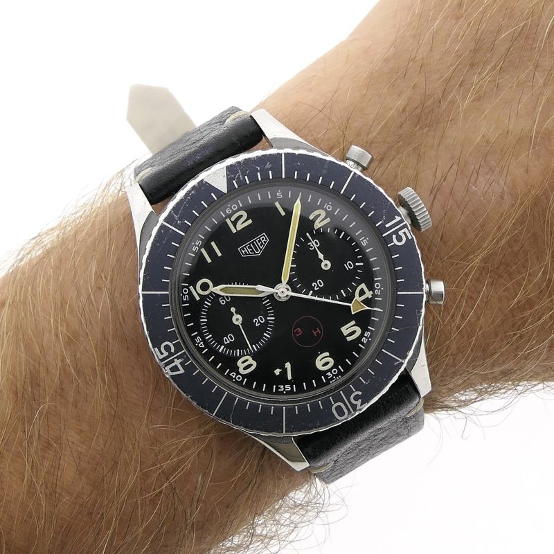 Image 10 of Heuer Bundeswehr Fly-back 1550SG; Vintage chronograph men's watch
