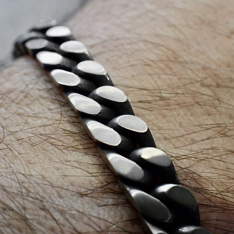 Image 3 of Silver robust gourmet link men's bracelet