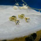 Image 2 of Gold solitaire stud earrings with diamond; 0.32 ct.