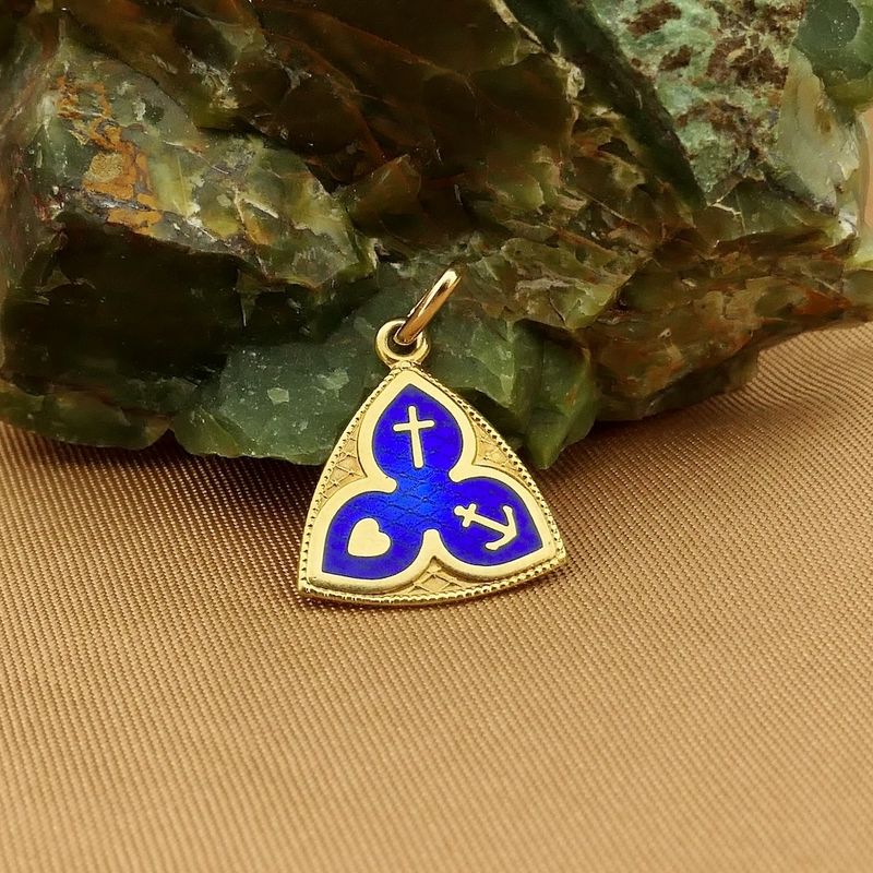 Image 2 of 18K Gold Pendant with Enamel | Faith, Hope, and Love