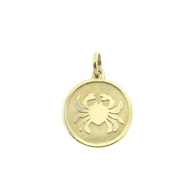 Image 1 of Gold zodiac sign pendant; Cancer