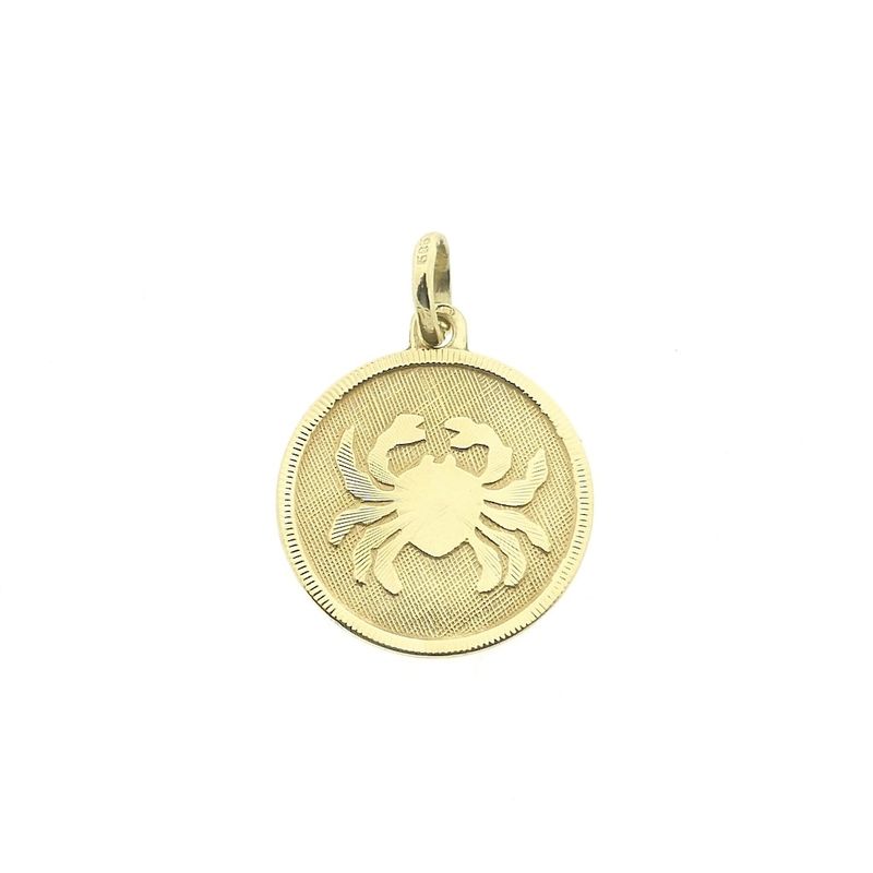 Image 1 of Gold zodiac sign pendant; Cancer