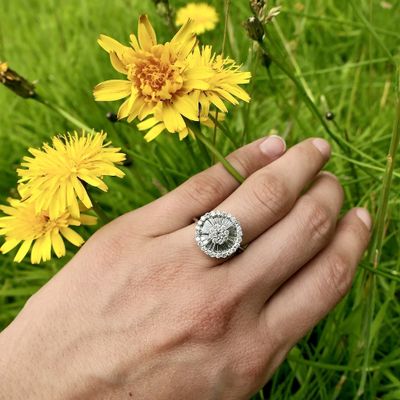 Image 2 of 18-karat white gold vintage cocktail ring with 1.96 ct. diamonds.