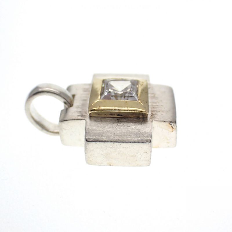 Image 2 of Silver bicolor matte pendant with zirconia