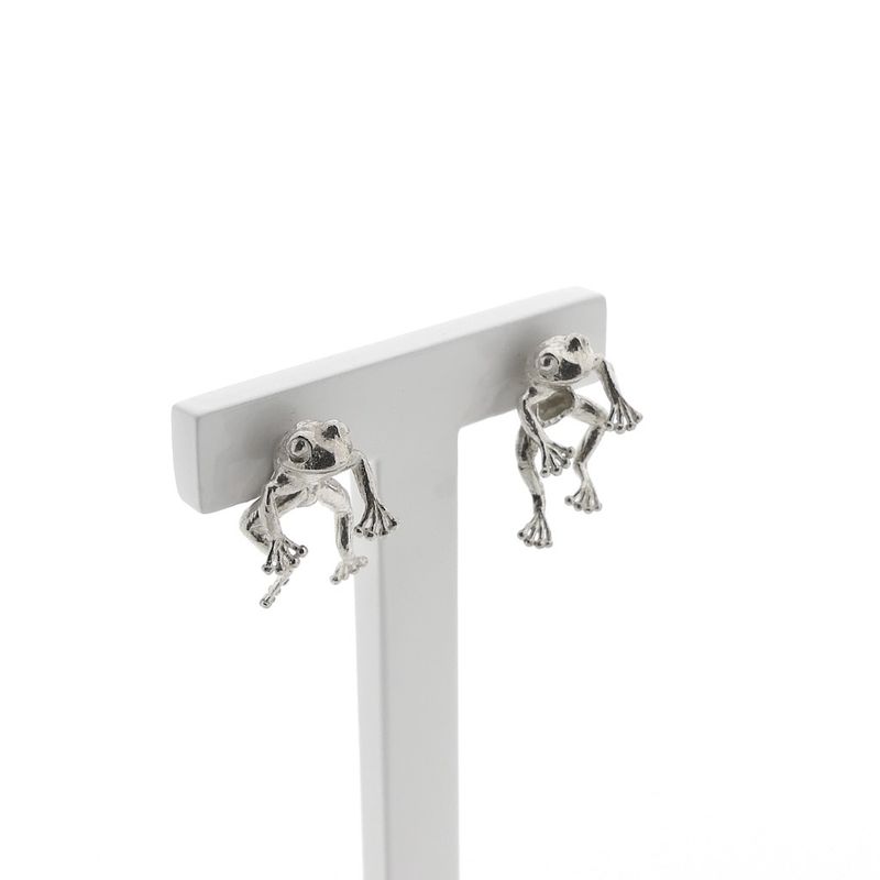 Image 3 of Silver frog stud earrings