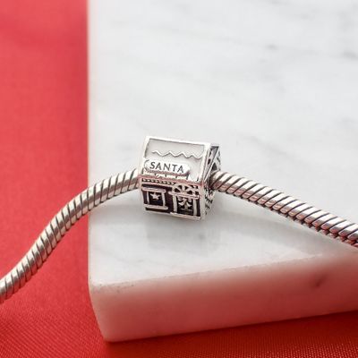 Image 2 of Pandora charm; Silver; Santa's Home