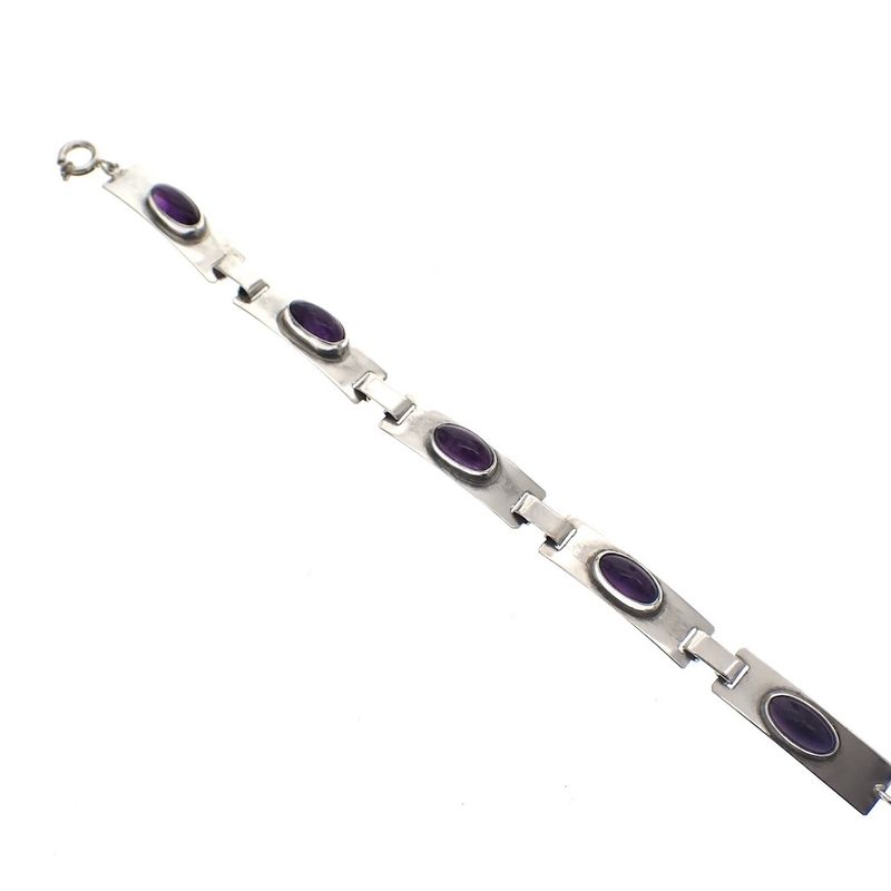 Image 3 of Silver bracelet with amethyst | 18.5 cm