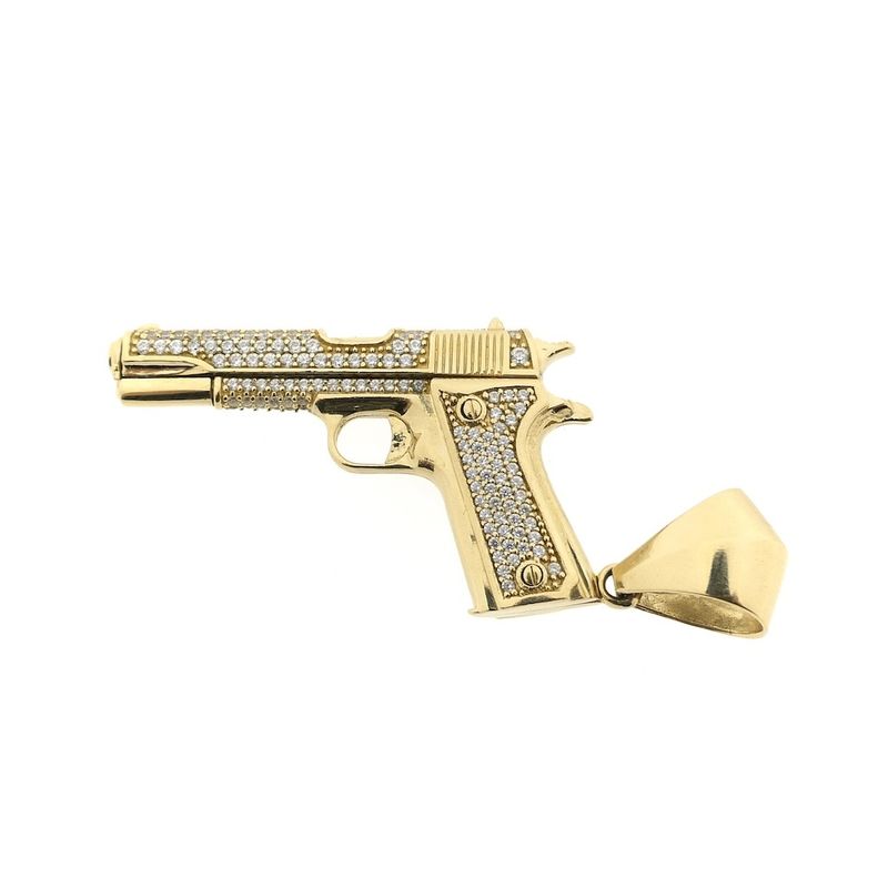 Image 11 of Gold pistol pendant with zirconia | Glock