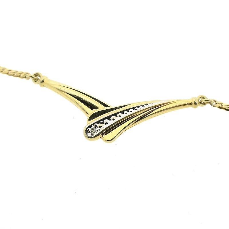 Image 4 of Gold necklace with a fixed pendant and diamond; 0.01 ct. | 42 cm