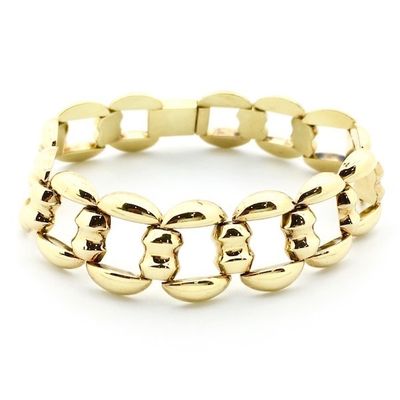 Image 1 of Gold wide link bracelet made of 14 carat gold