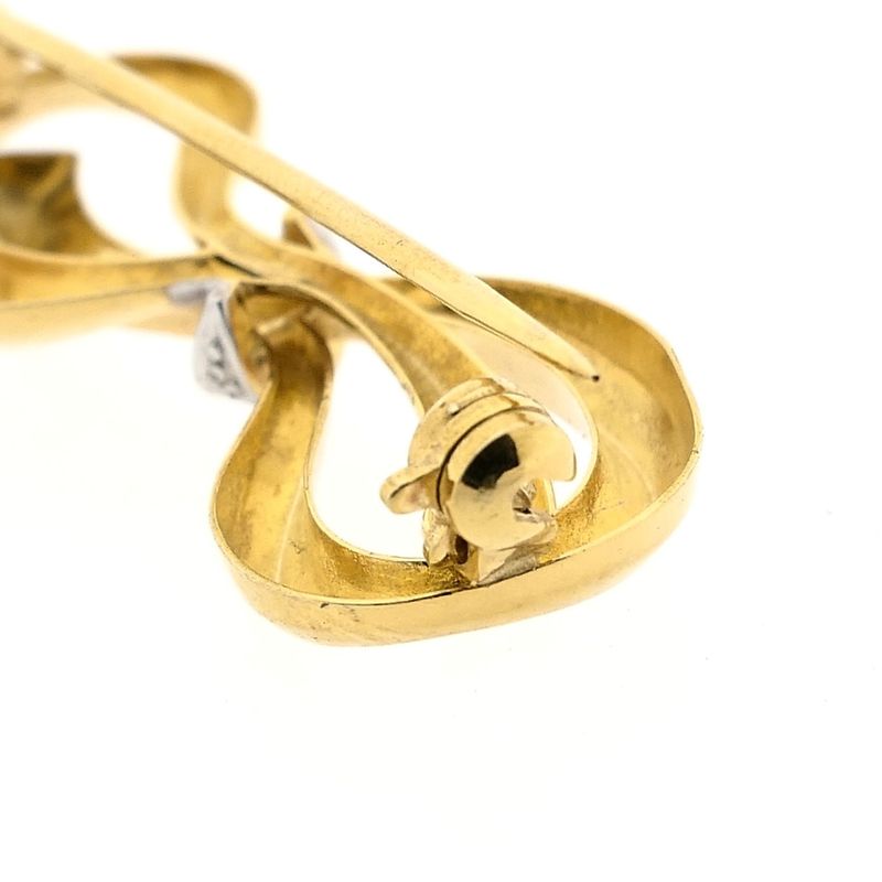 Image 6 of Bicolor Gold Bow Brooch with Diamond; 14 Karat