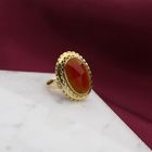 Image 2 of Gold statement ring with carnelian; 14 carat; size 15.75