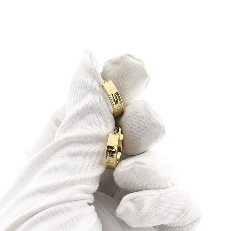 Image 6 of Gold Hoops with Meander Pattern