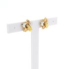 Image 3 of Tricolor gold flower stud earrings