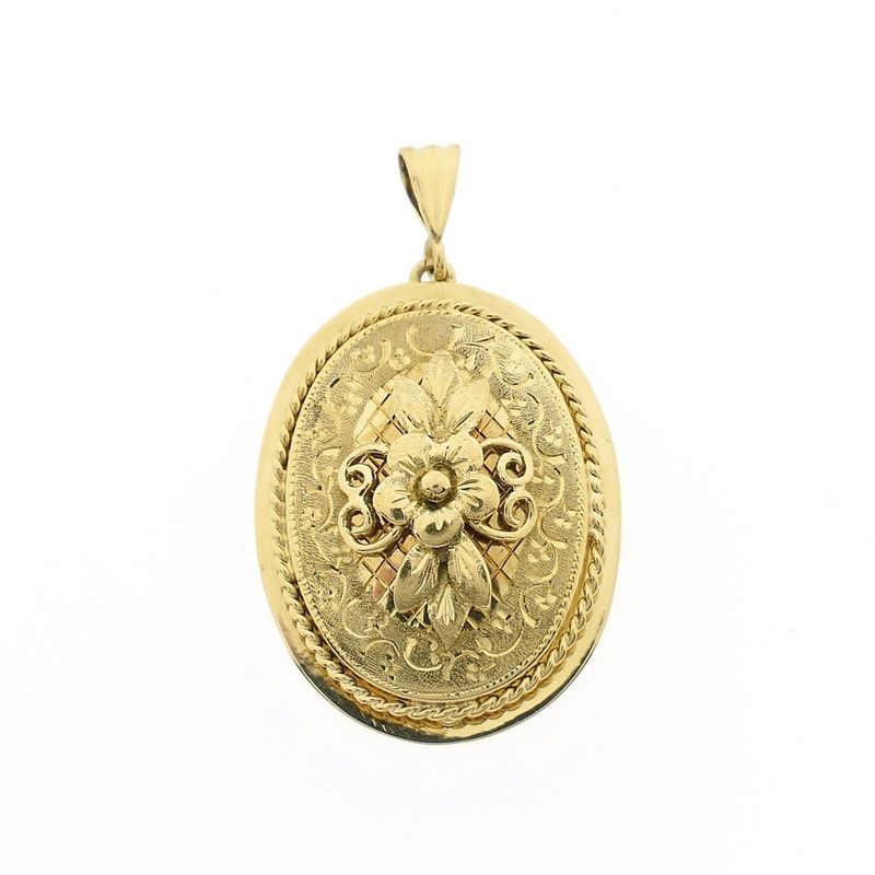 Image 1 of Vintage gold pendant with flower